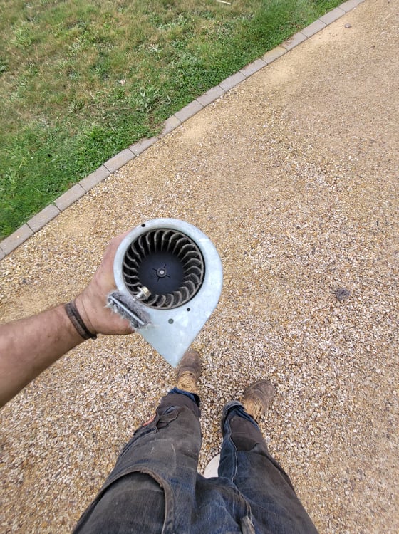 after top down view of clean flue fan